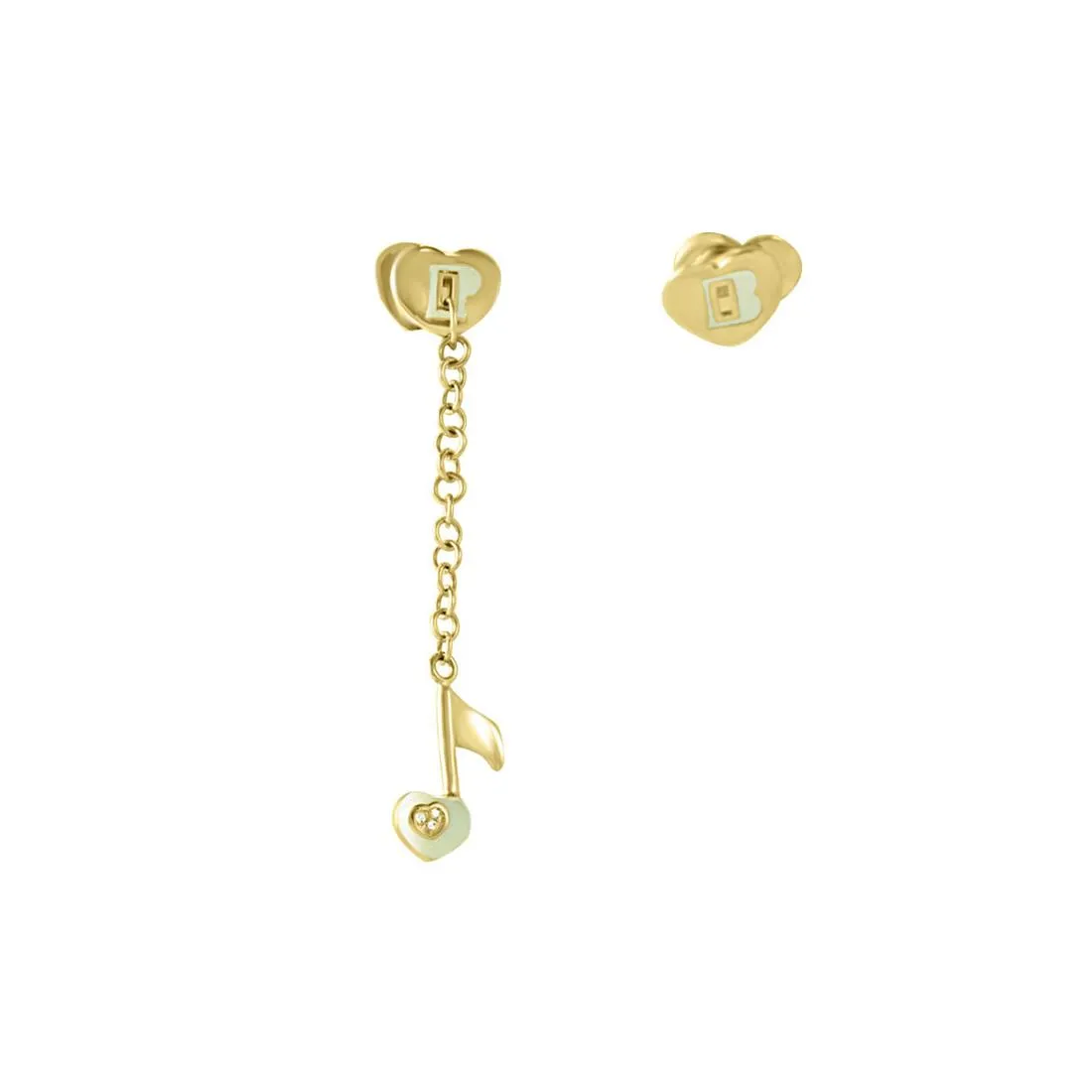 Orecchino in oro giallo con charm e rubino ct 0.01