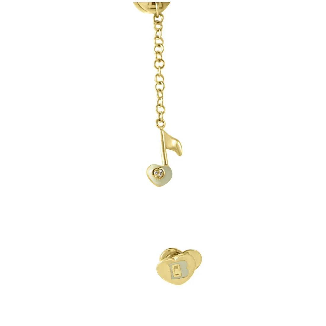 Orecchino in oro giallo con charm e rubino ct 0.01