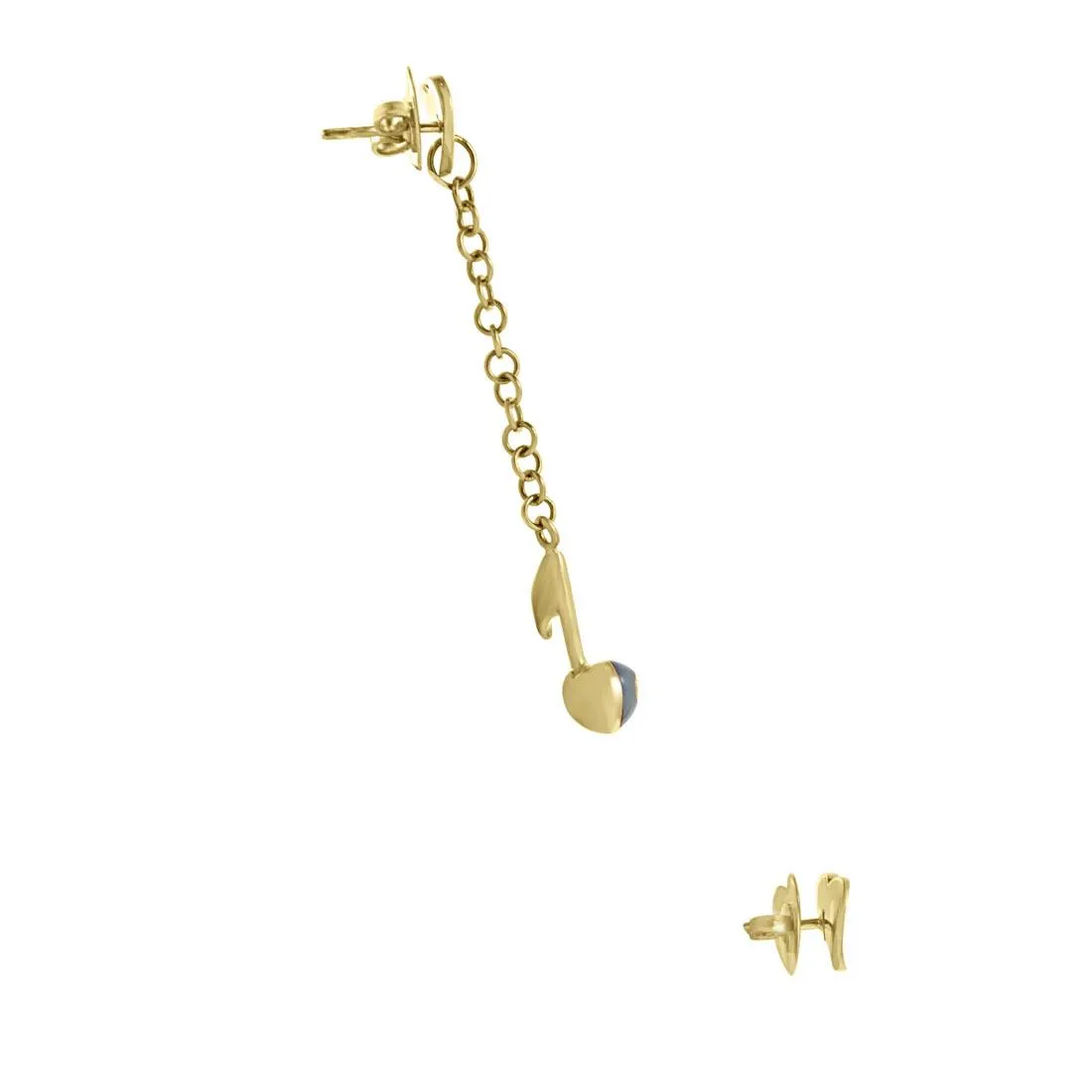 Orecchino in oro giallo con charm e rubino ct 0.01