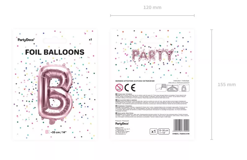 Palloncino lettera B rosa oro 35 cm