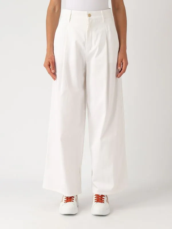 Pantalone donna S Max Mara Vincent in cotone Bianco