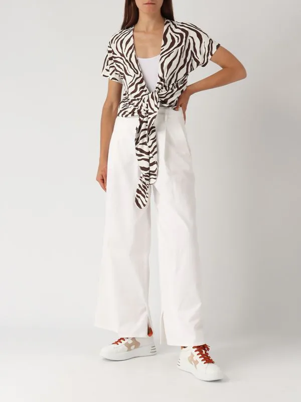 Pantalone donna S Max Mara Vincent in cotone Bianco