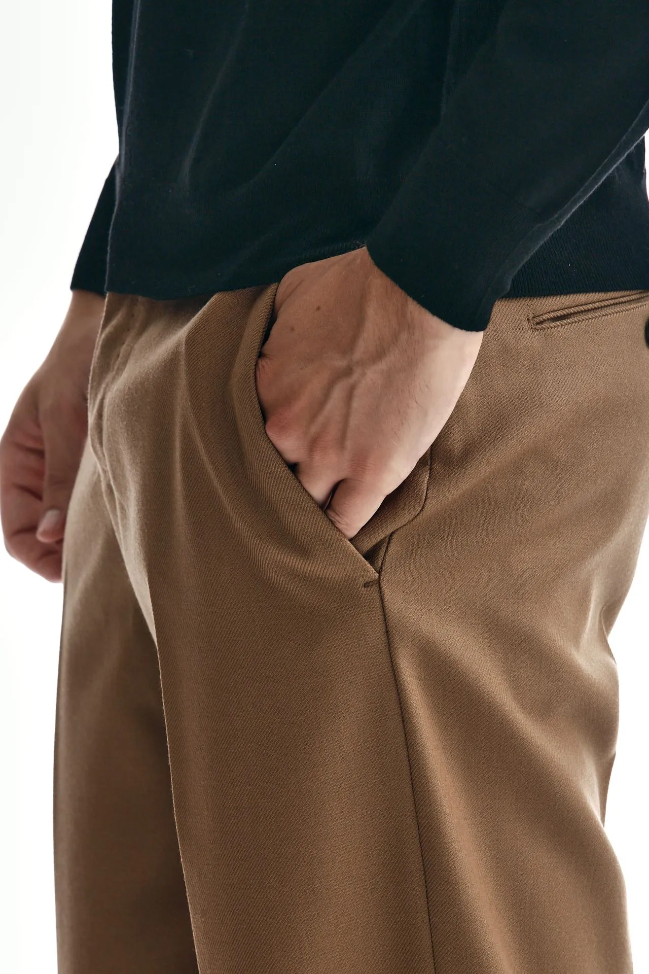 Pantalone EDGE-MICHAEL in lana bruciato 