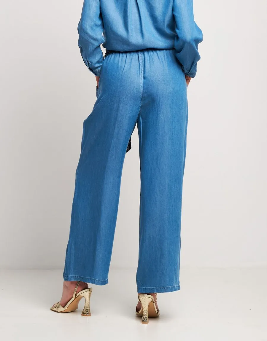 Pantalone largo in denim con tasche