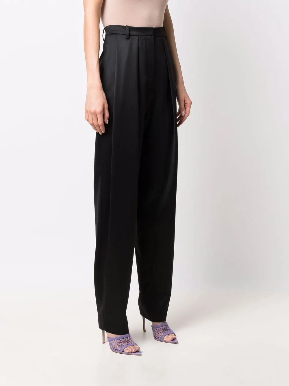 Pantaloni affusolati a vita alta in nero - donna