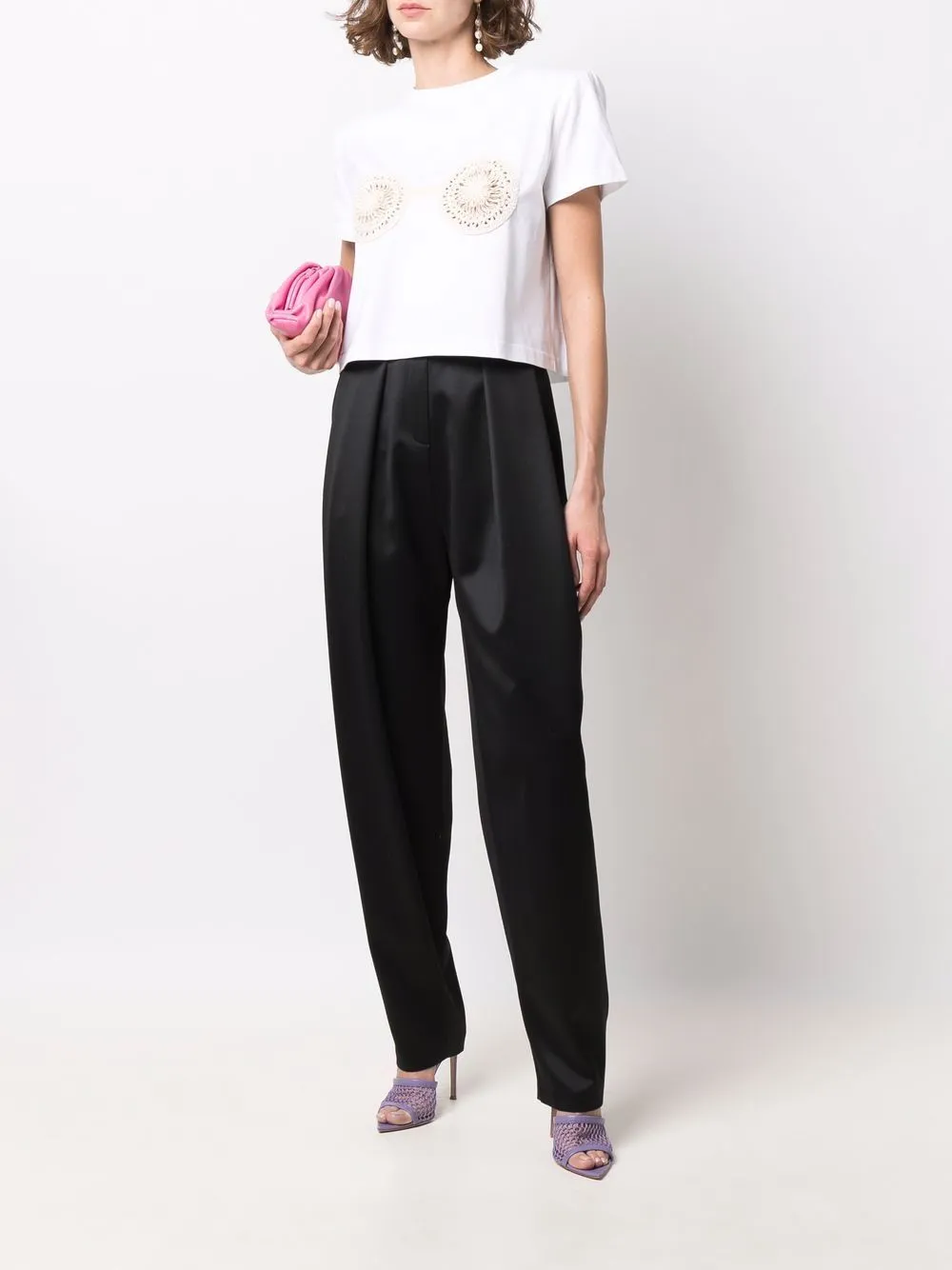 Pantaloni affusolati a vita alta in nero - donna