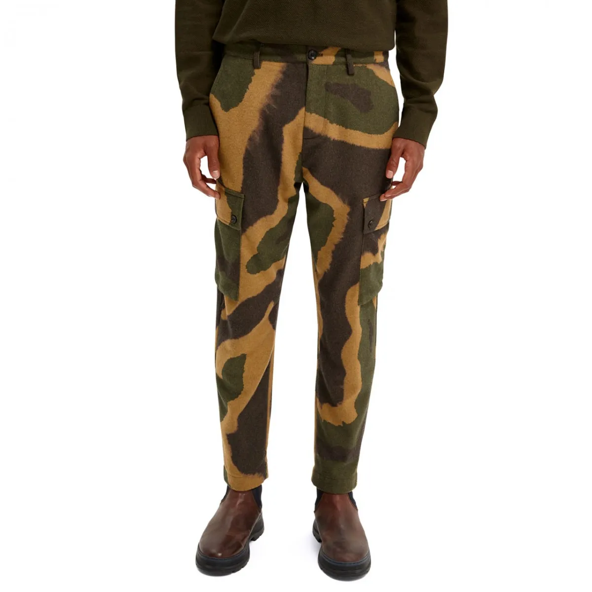 Pantaloni Cargo Regular Tapered Fit, Verde