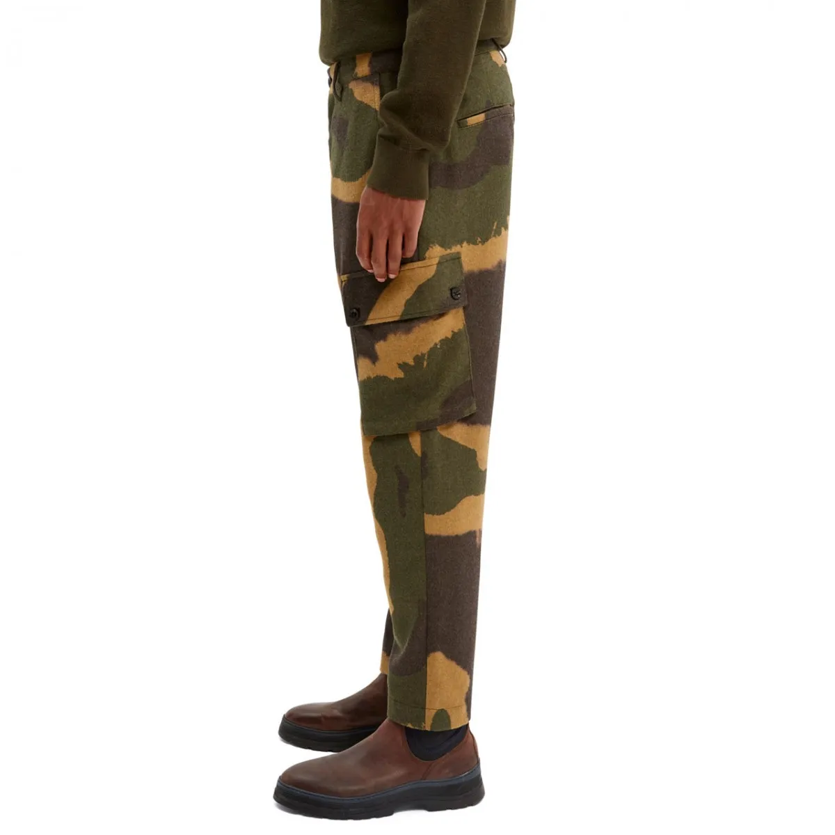 Pantaloni Cargo Regular Tapered Fit, Verde