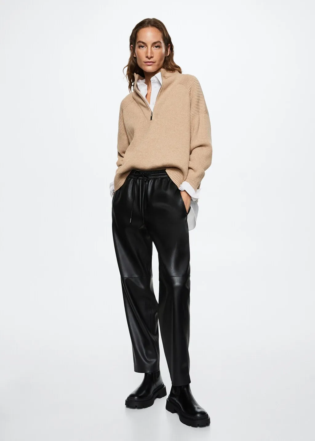 Pantaloni vita elasticizzata similpelle