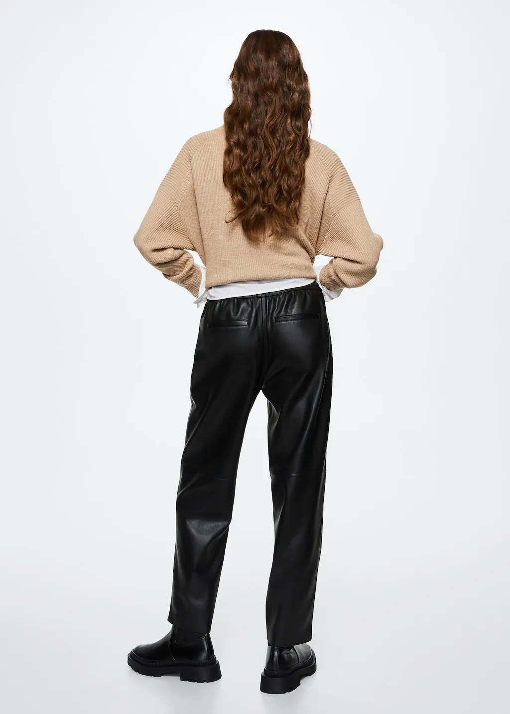 Pantaloni vita elasticizzata similpelle