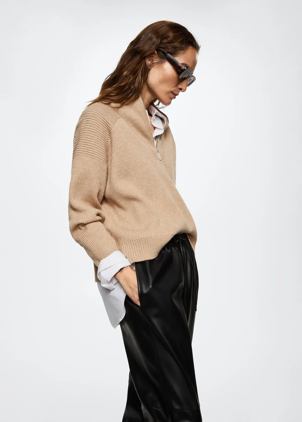 Pantaloni vita elasticizzata similpelle