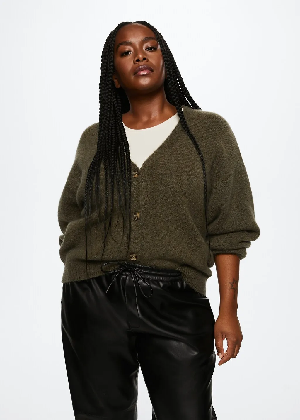 Pantaloni vita elasticizzata similpelle