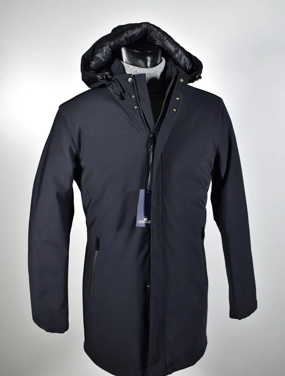 Parka adimari slim fit con cappuccio staccabile in eco piuma