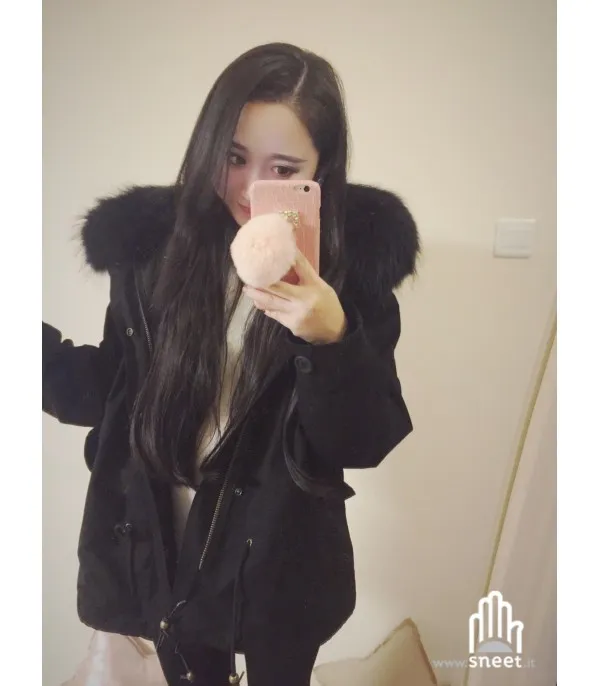 Parka corto nero interno nero