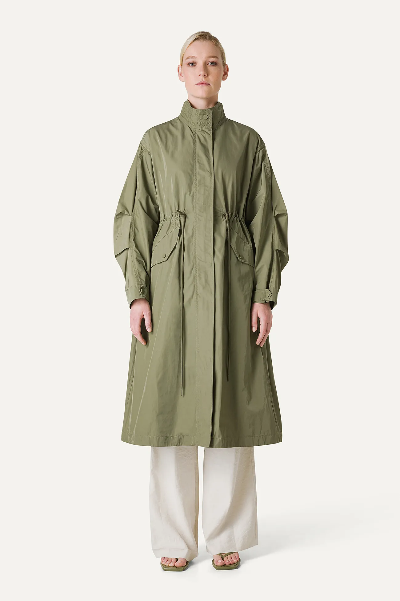 PARKA LUNGO OVER IN NYLON MEMORY 9211 - VERDE MIMETICO