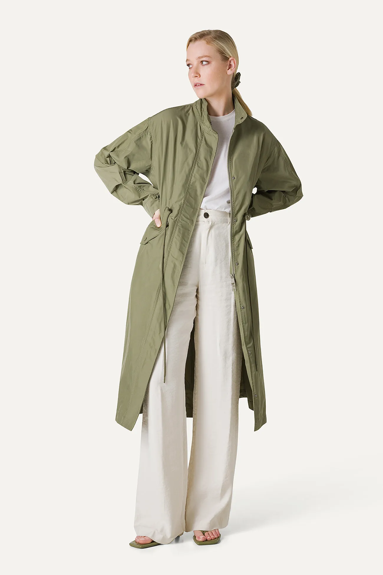 PARKA LUNGO OVER IN NYLON MEMORY 9211 - VERDE MIMETICO