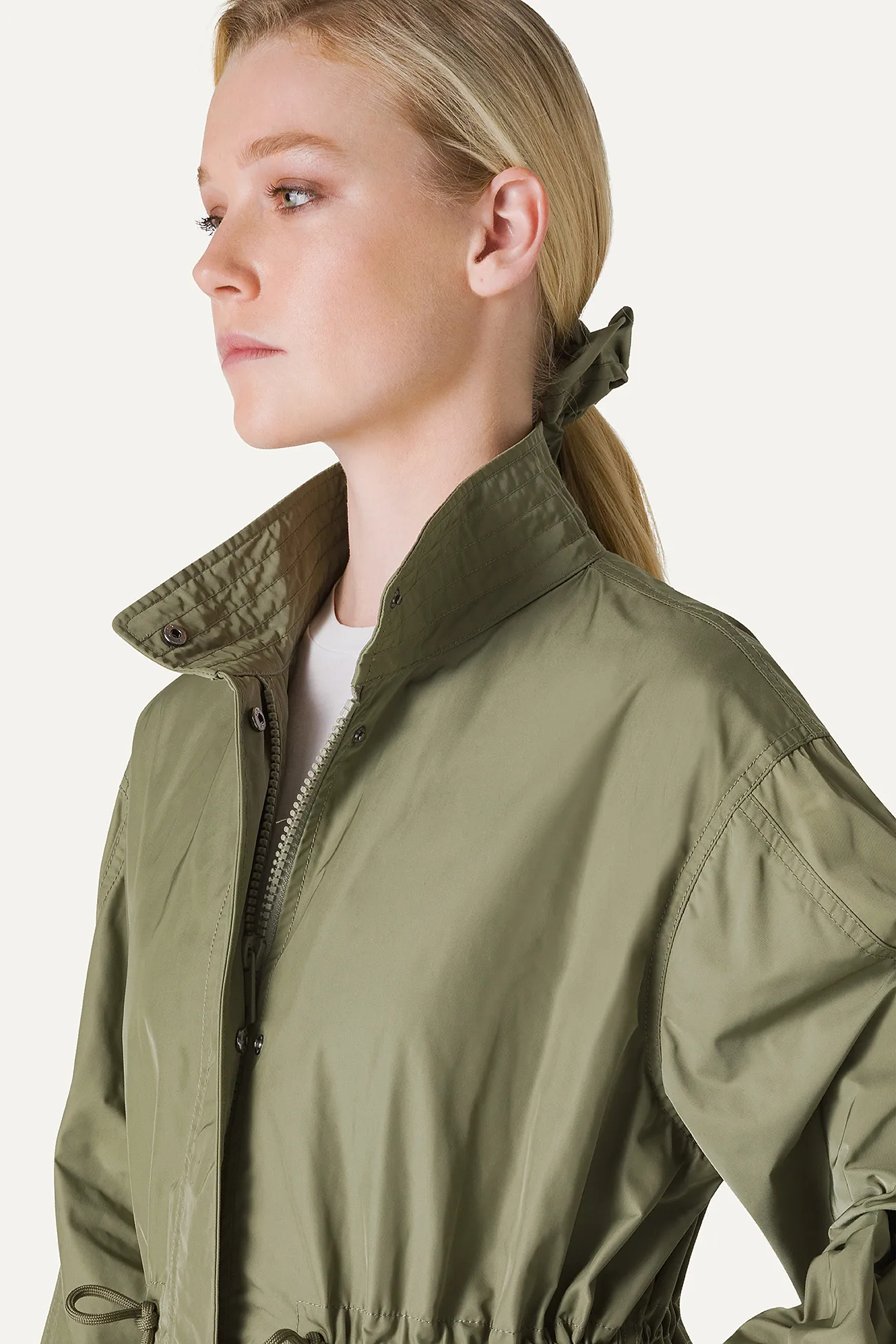 PARKA LUNGO OVER IN NYLON MEMORY 9211 - VERDE MIMETICO