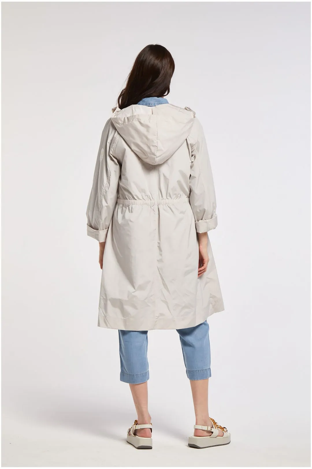 parka over in tessuto tecnico e fodera removibile gesso