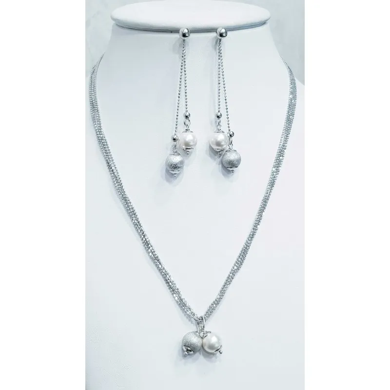 PARURE MULTI ARGENTO ORO BIANCO PERLE - S.VALENTINO NATALE PASQUA