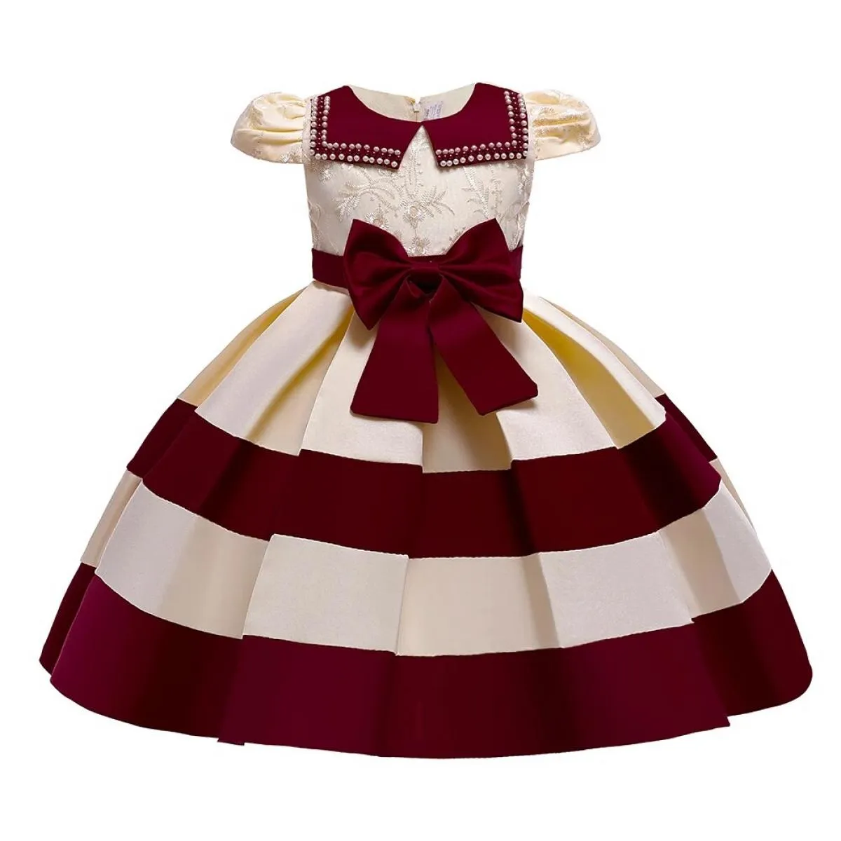 Perline da principessa per ragazze Bowknot Abiti per bambini per ragazze Costume Natale Flower Girls Matrimonio Abito da princip