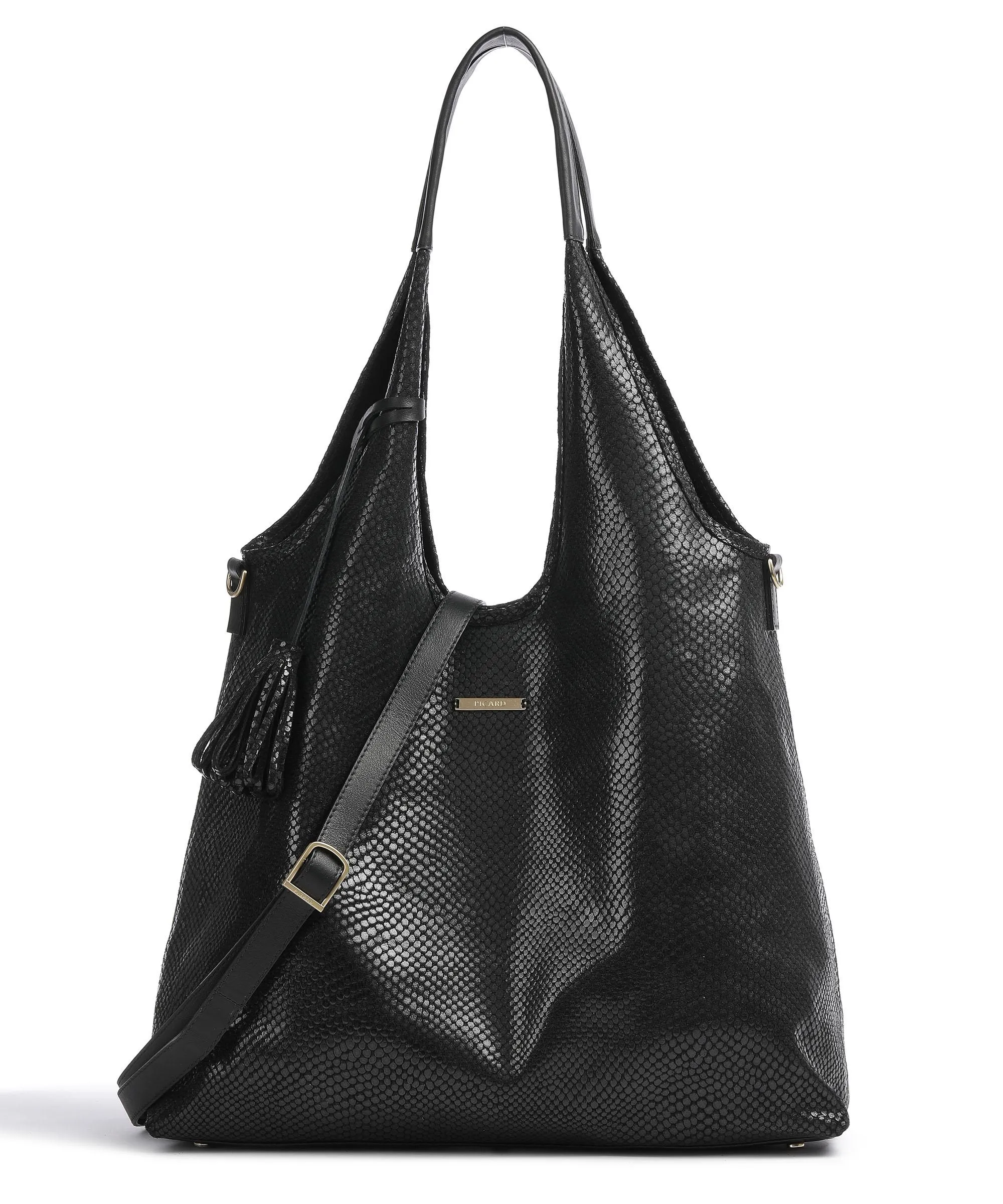  Picard Kalahari Borsa hobo pelle di vacchetta goffrata nero  