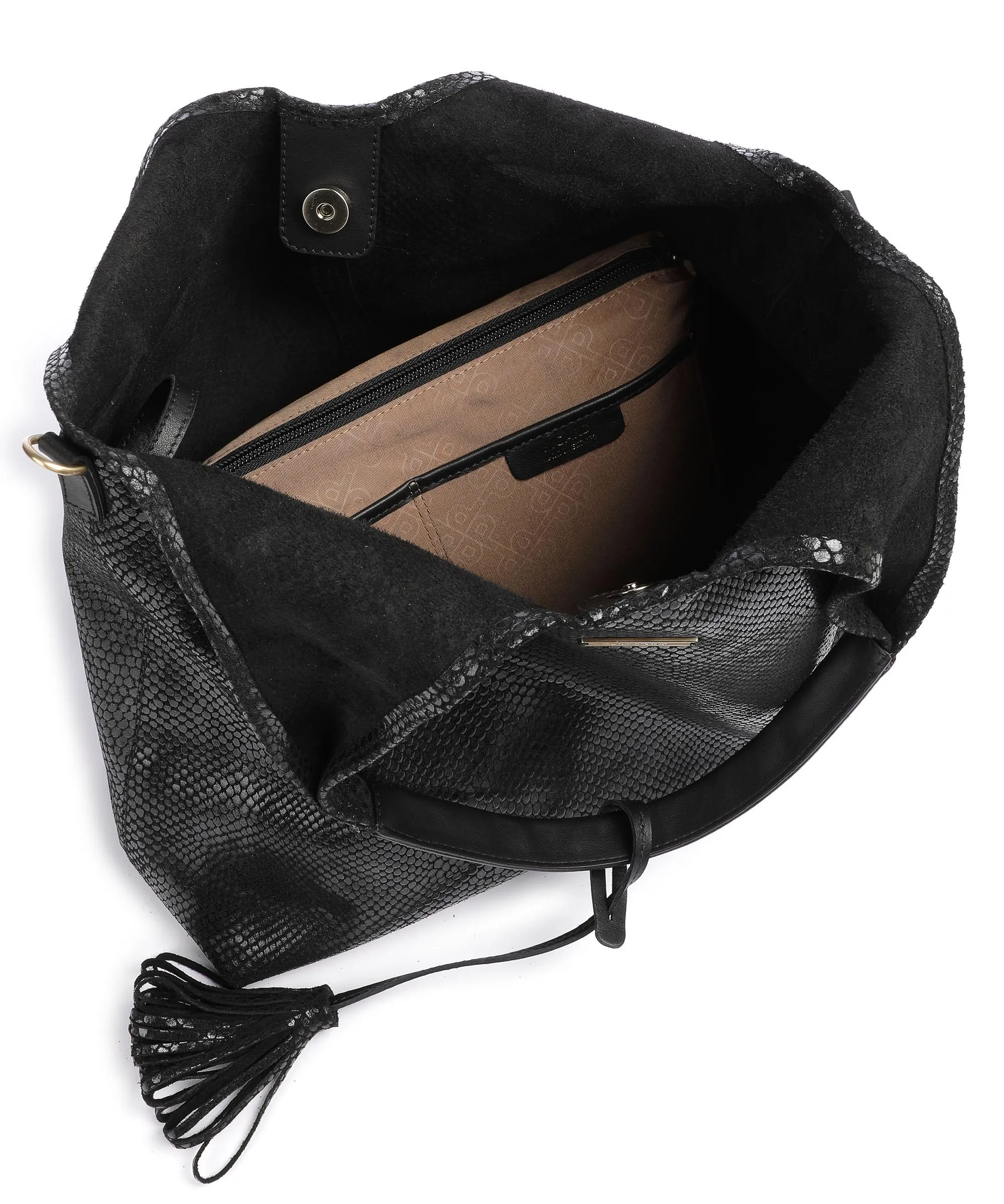  Picard Kalahari Borsa hobo pelle di vacchetta goffrata nero  