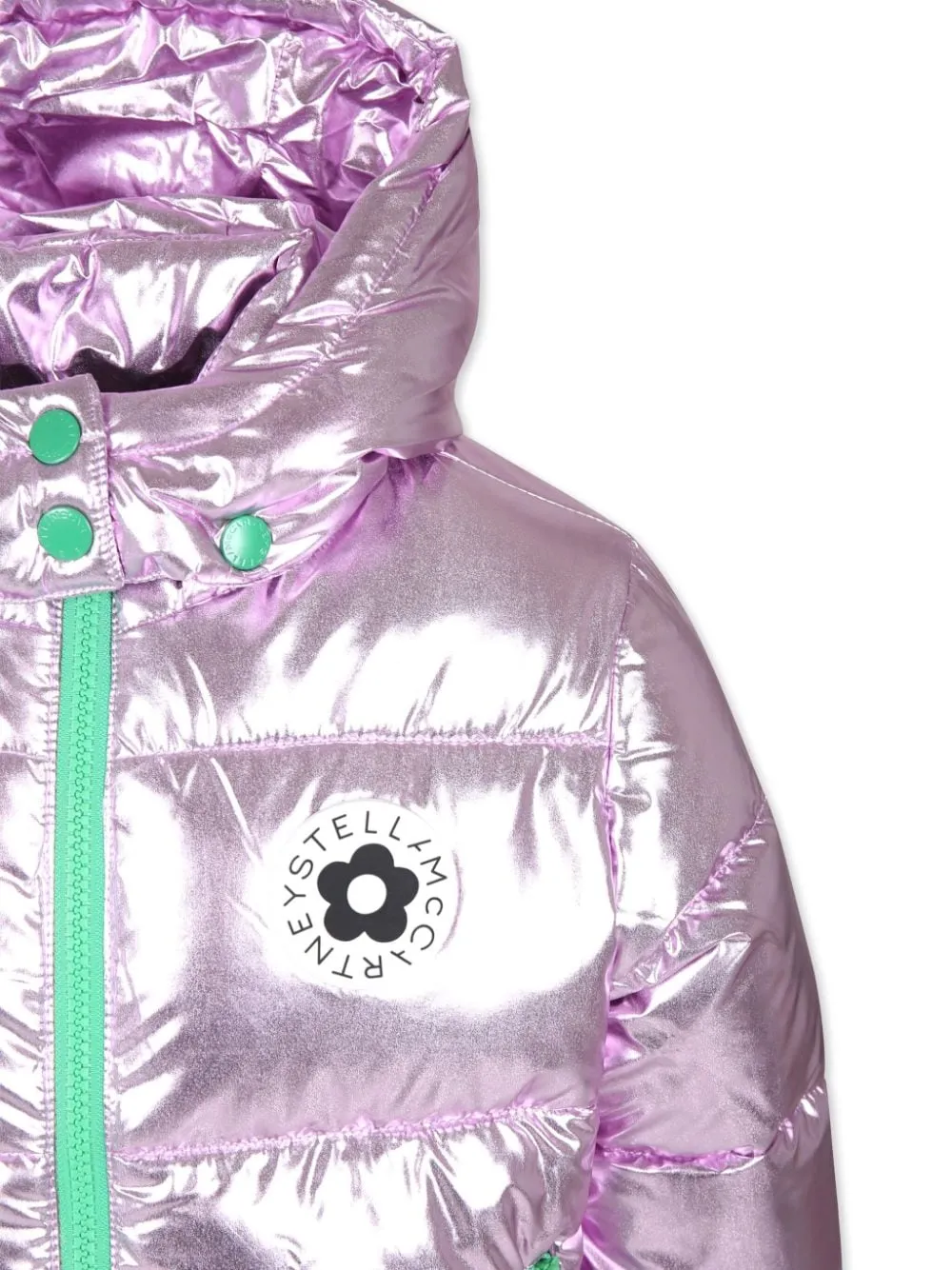 Piumino lilla per bambina con applicazione logo sul davanti Stella McCartney Kids