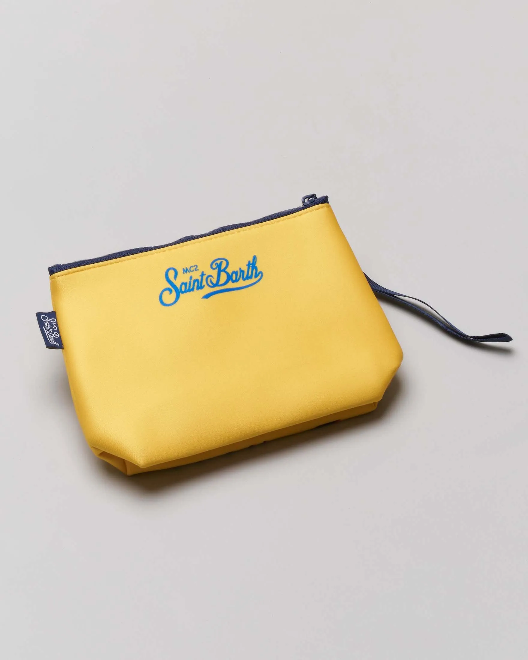 Pochette in neoprene ocra in fantasia Miami Beach