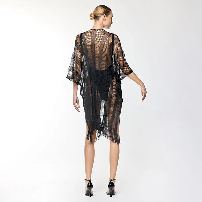 Poncho nero lungo