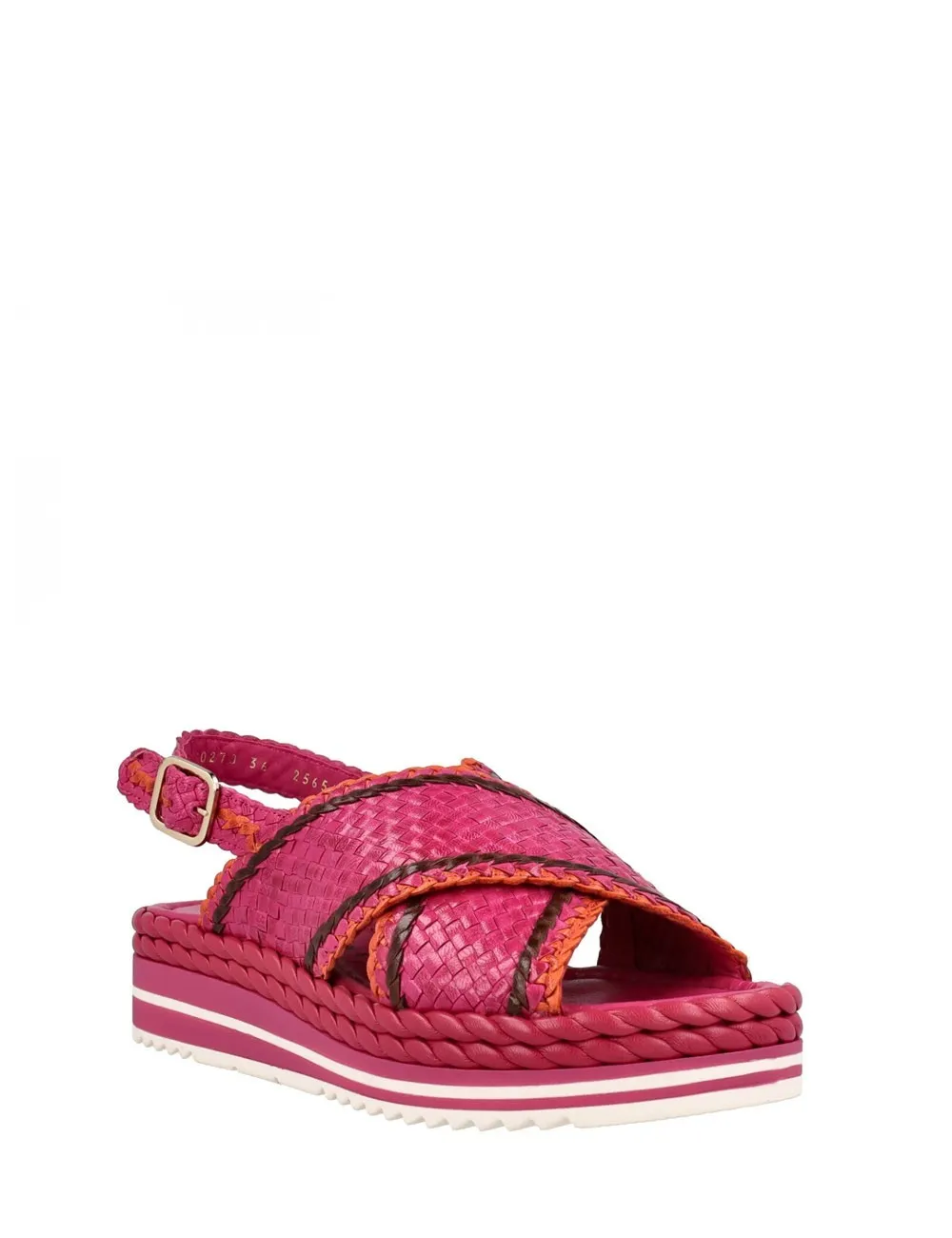 Pons Quintana     Sandalo Milan in pelle intrecciata fucsia