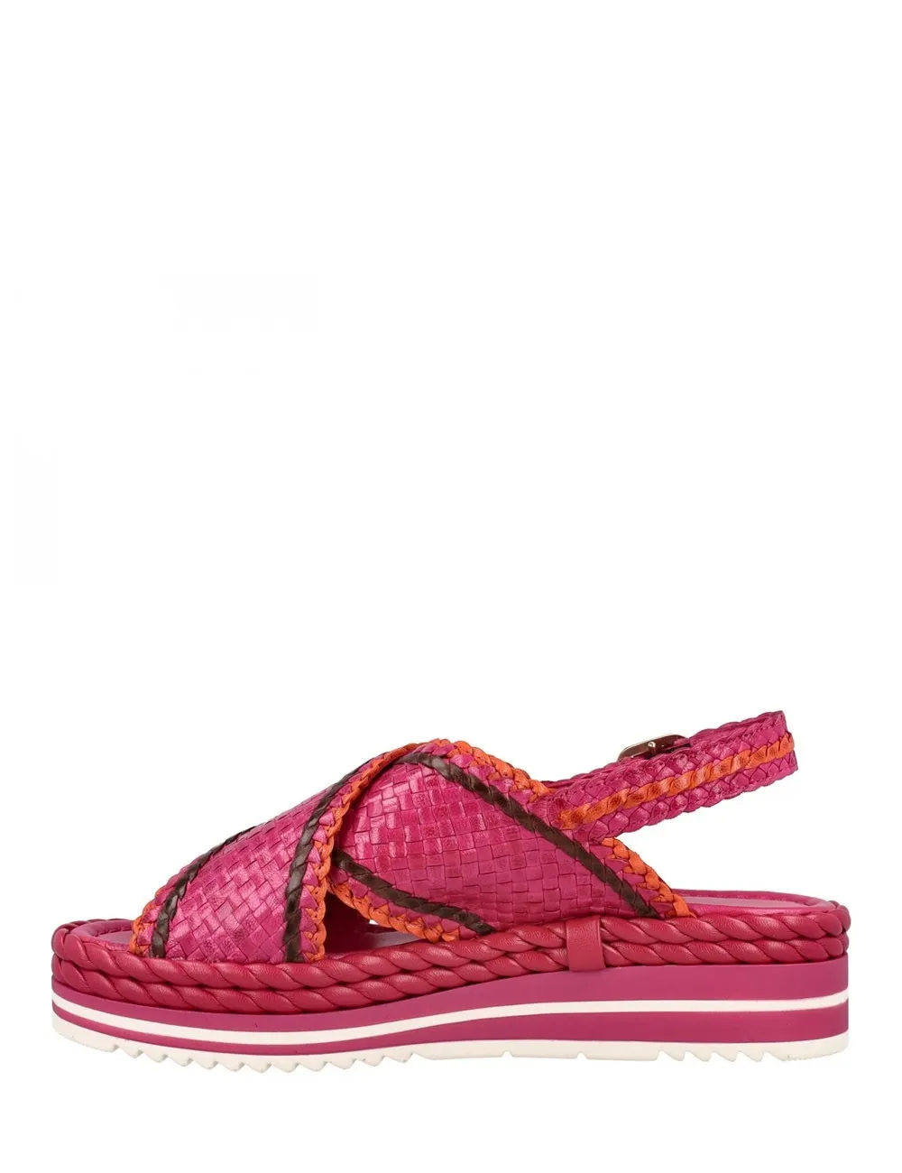 Pons Quintana     Sandalo Milan in pelle intrecciata fucsia