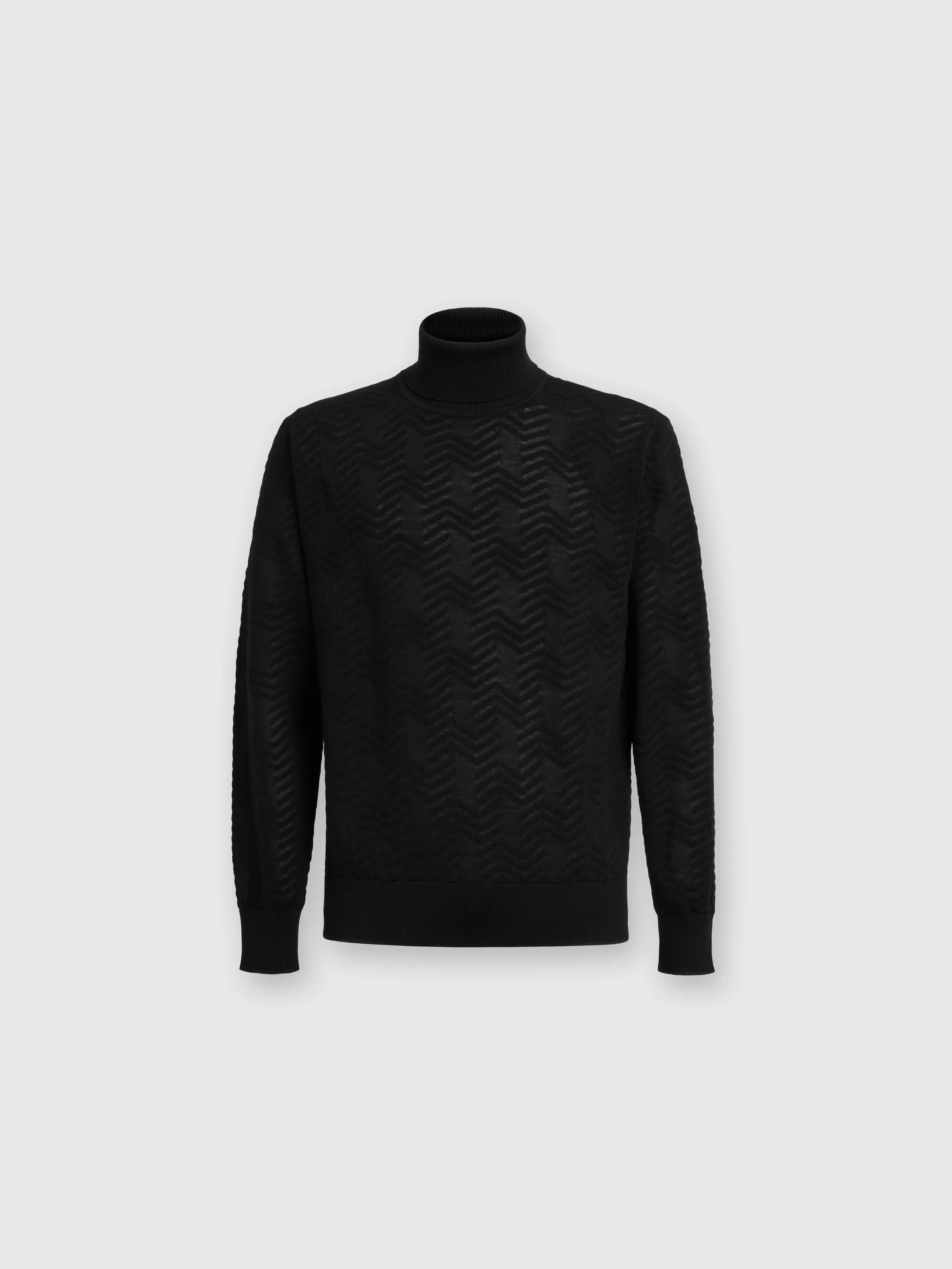 Pullover a collo alto in lana con chevron tono su tono