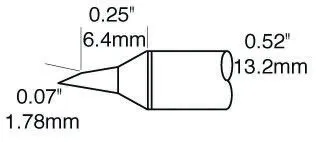 Punta saldatore Metcal STTC, serie STTC-1, 1,78 mm, forma: Zoccolo, angolo 60°