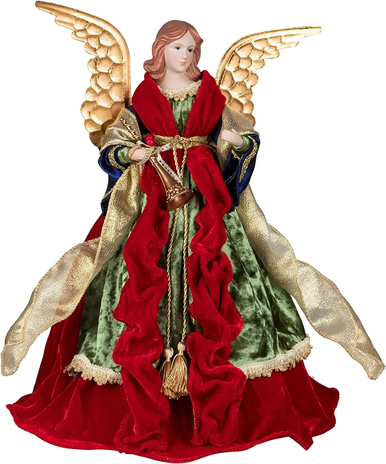 puntale albero natale angelo a forma di angelo, 45cm, rosso e verde Angelo albero di Natale in alto, per decorazioni albero di N
