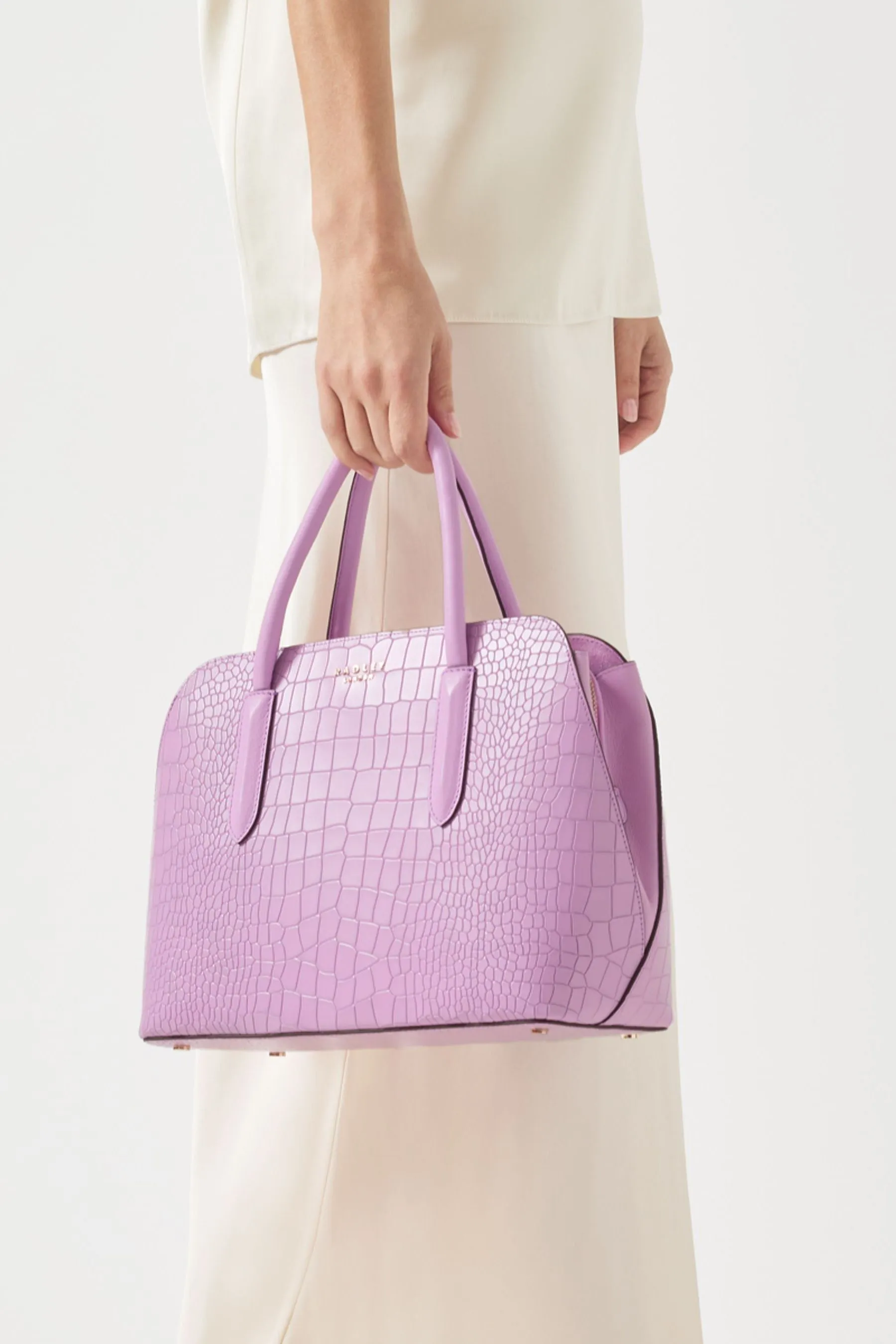 Radley London Rosa - Liverpool Street 2.0 - Borsa multiposizione media effetto coccodrillo con zip sulla parte superiore
