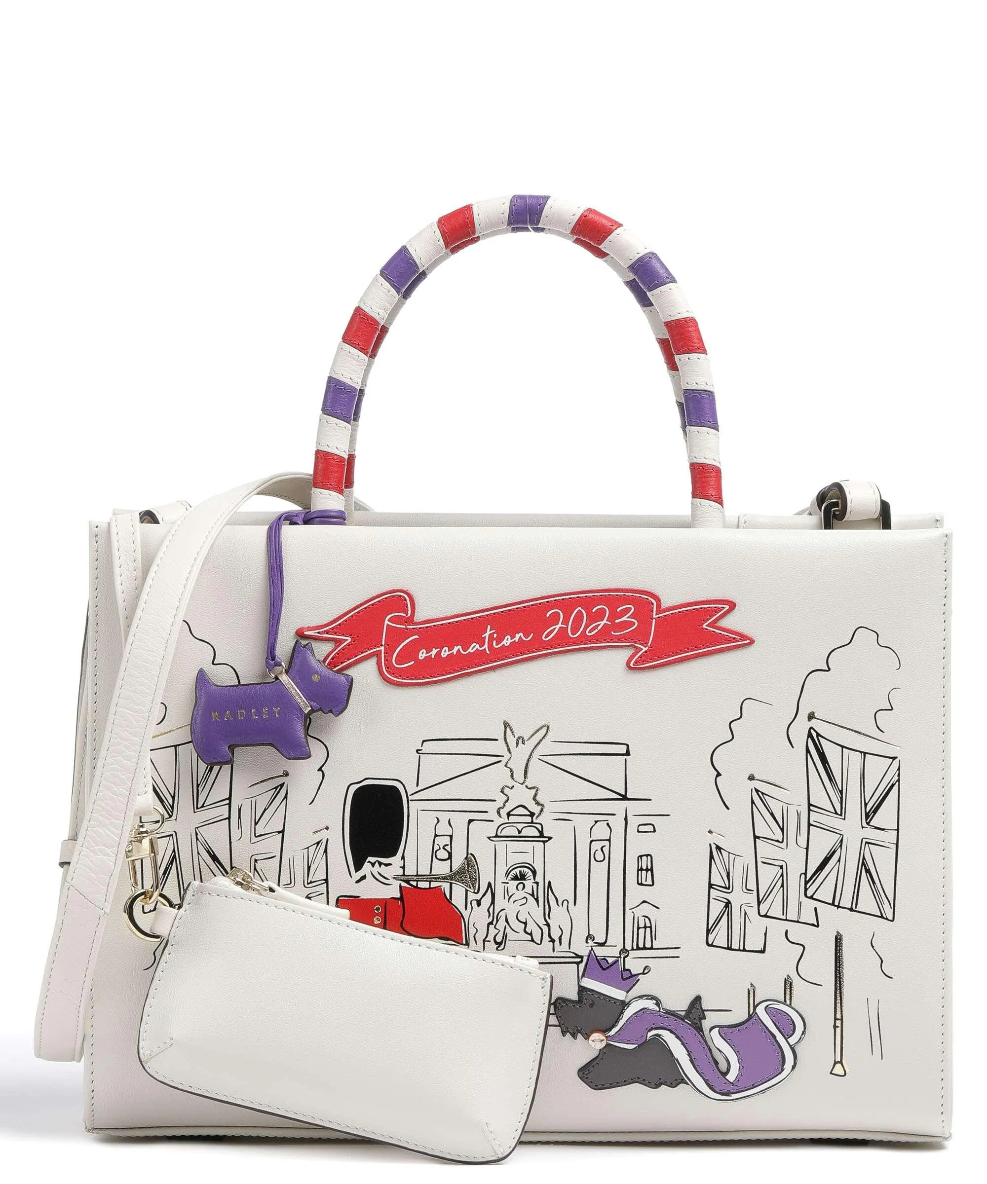  Radley London The Coronation Palace Picture Bag Borsa a mano pelle a grana fine avorio  