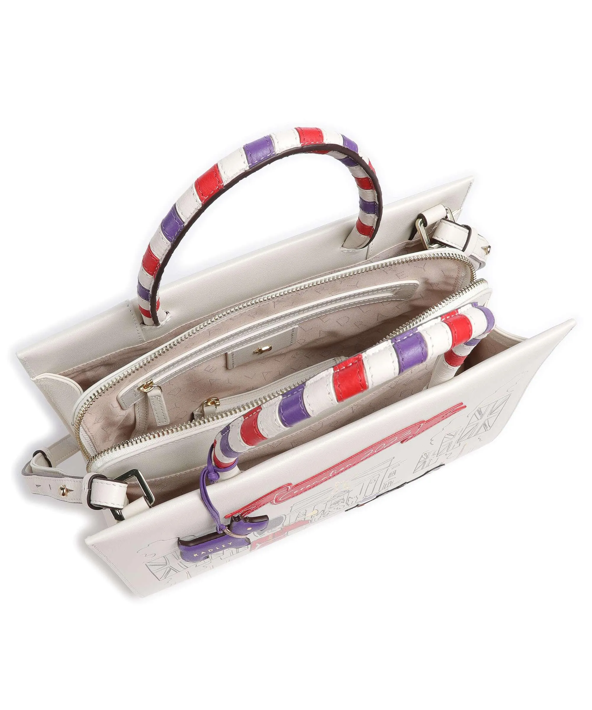  Radley London The Coronation Palace Picture Bag Borsa a mano pelle a grana fine avorio  