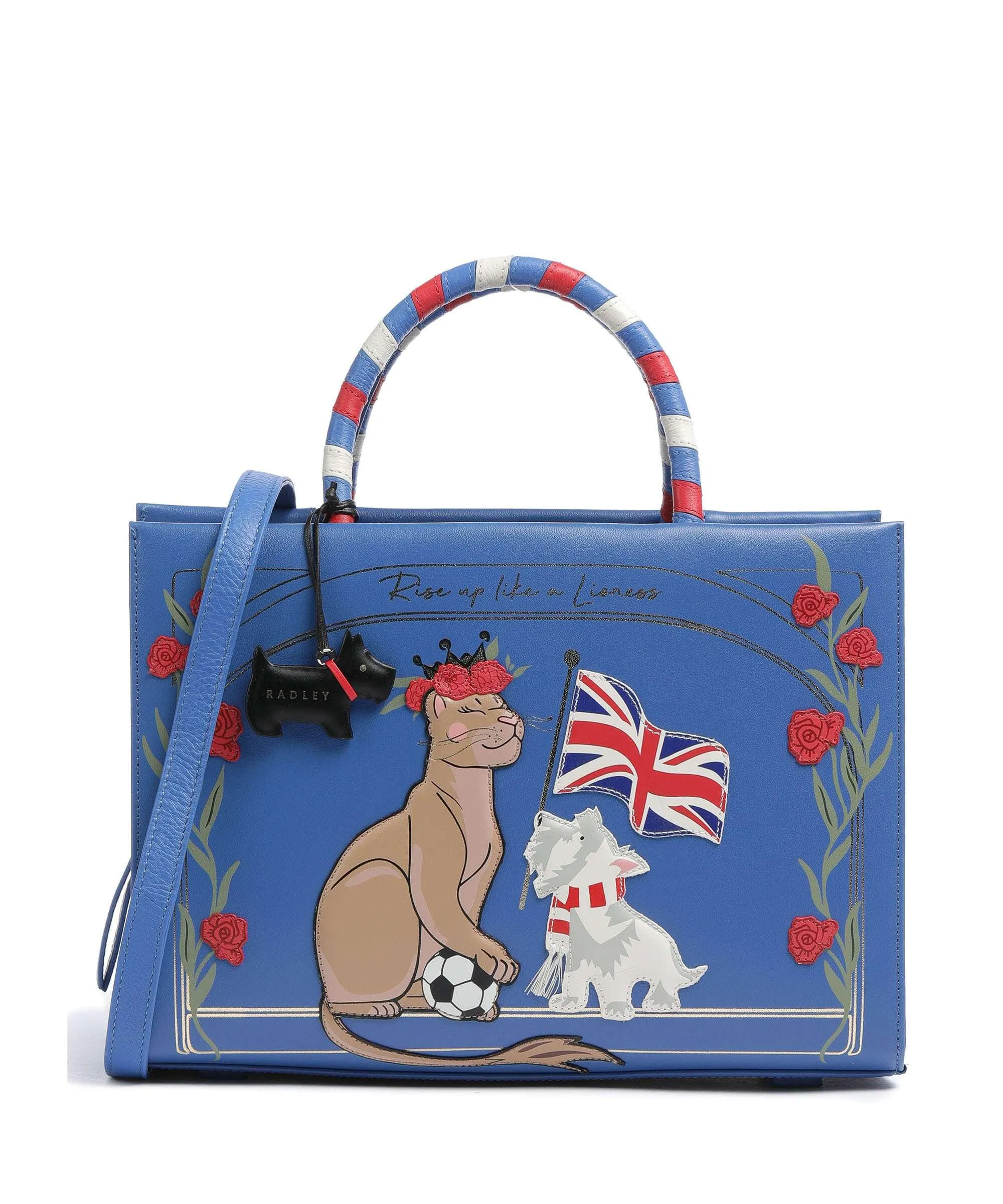 Radley London The World Cup Borsa a mano pelle a grana fine blu  