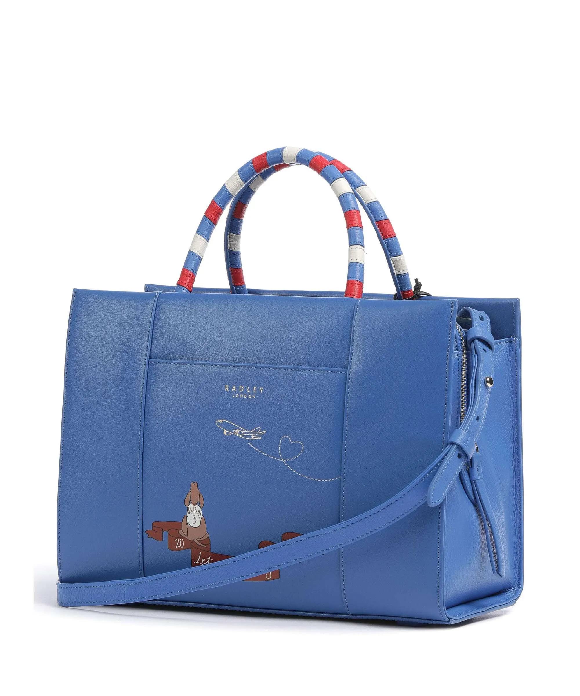  Radley London The World Cup Borsa a mano pelle a grana fine blu  