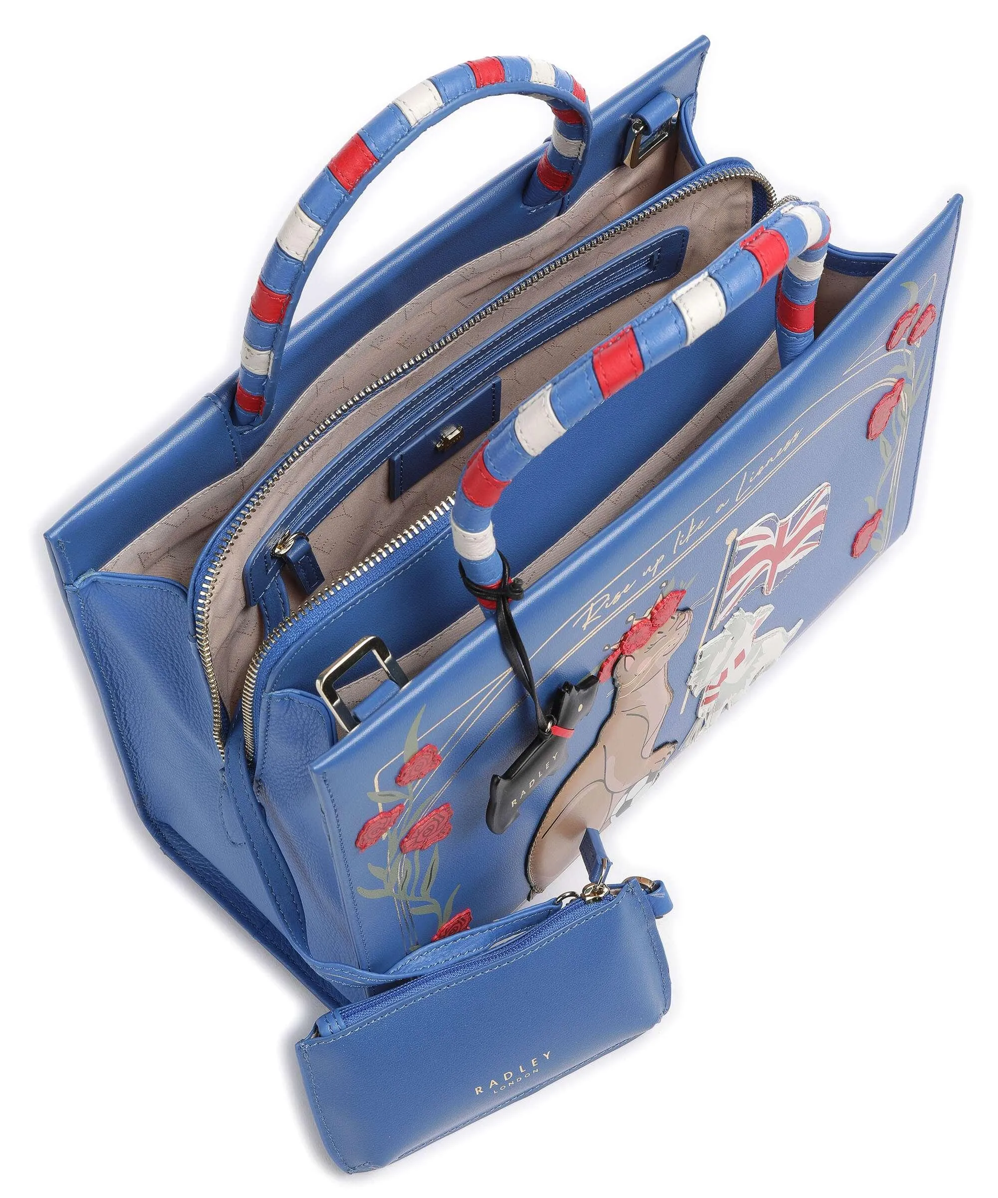  Radley London The World Cup Borsa a mano pelle a grana fine blu  