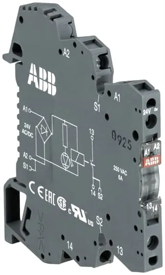 Relè d'interfaccia ABB serie R600, bobina 48 → 60V ca/cc, Guida DIN, contatti SPDT