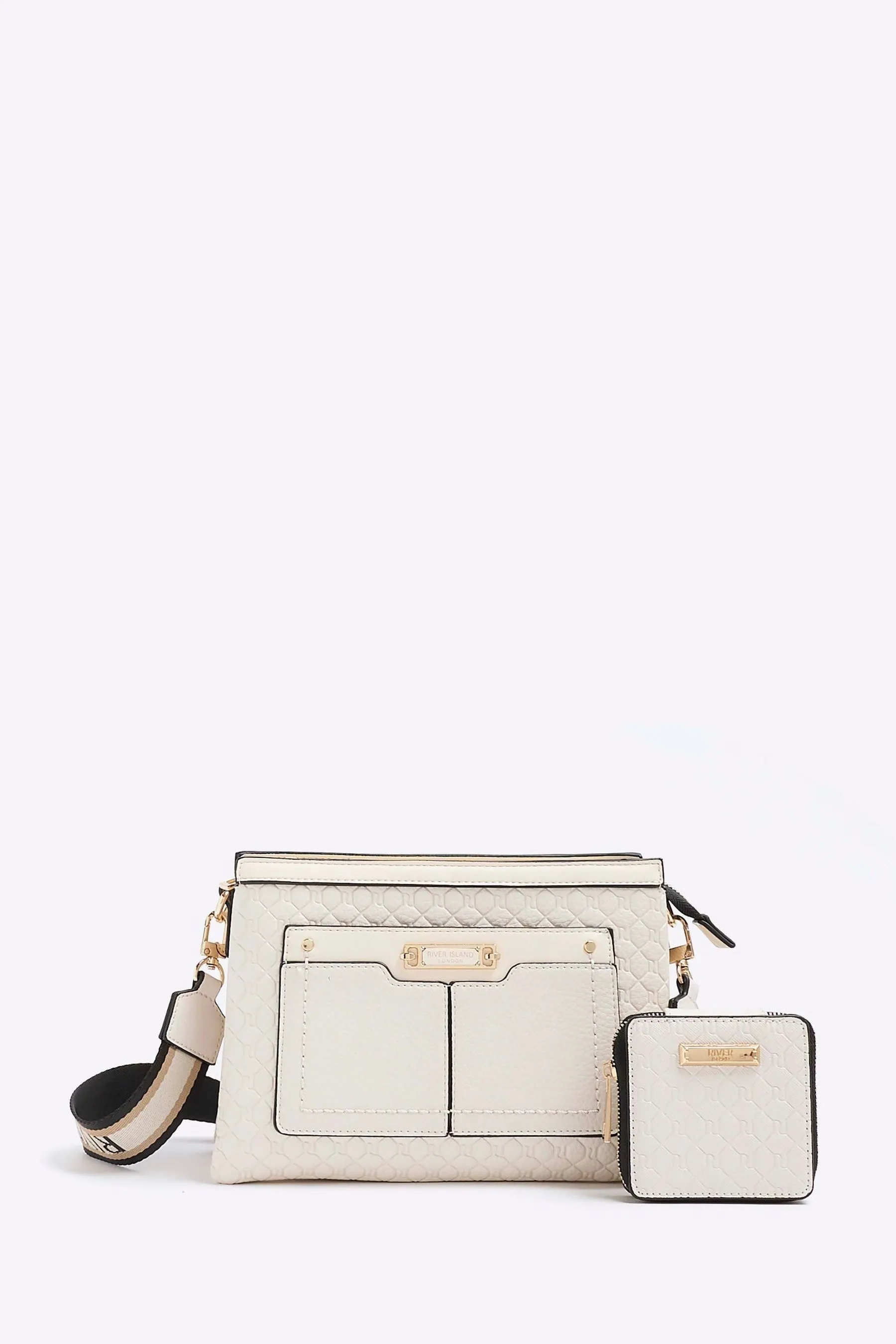River Island - Borsa a tracolla con monogramma    