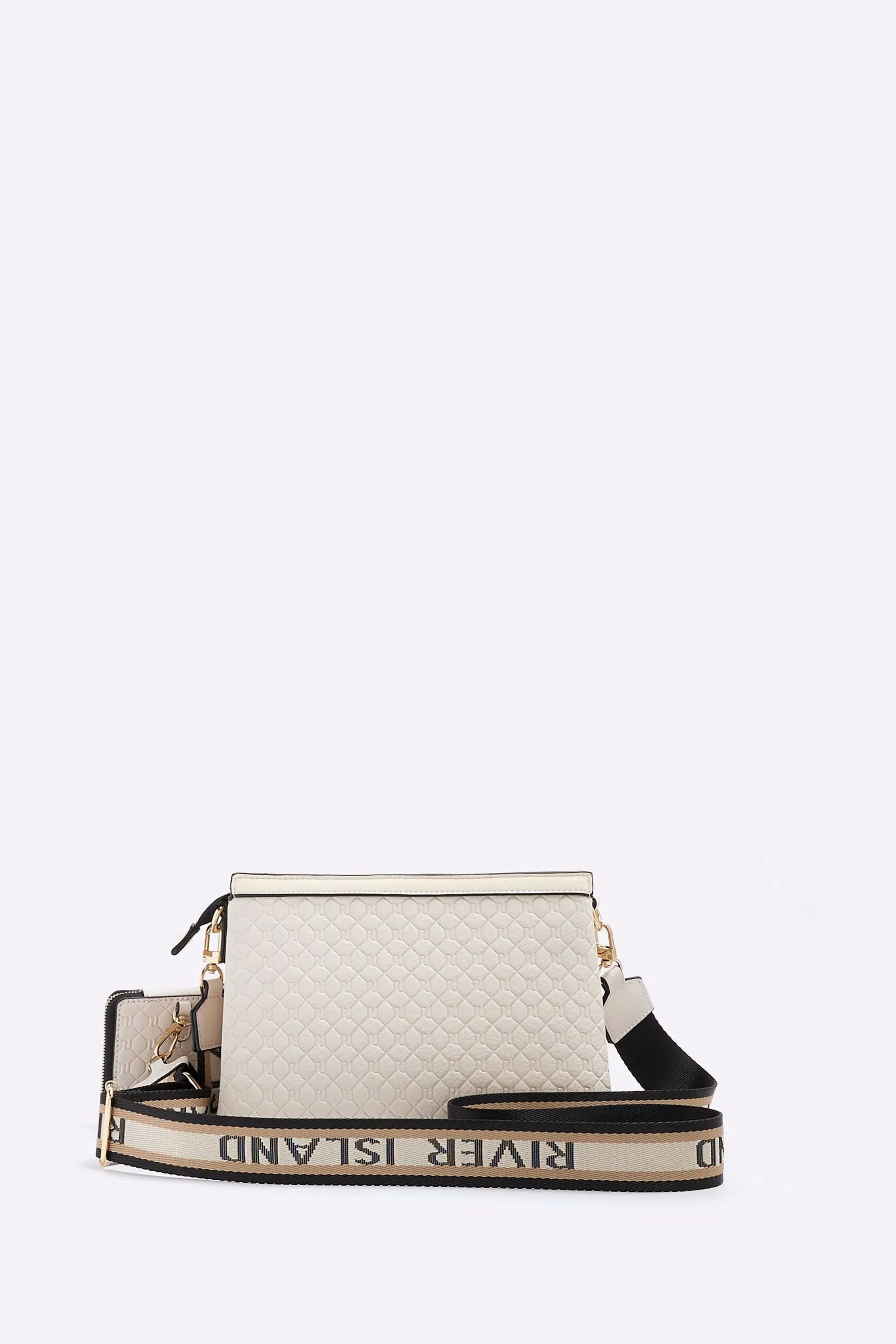 River Island - Borsa a tracolla con monogramma    