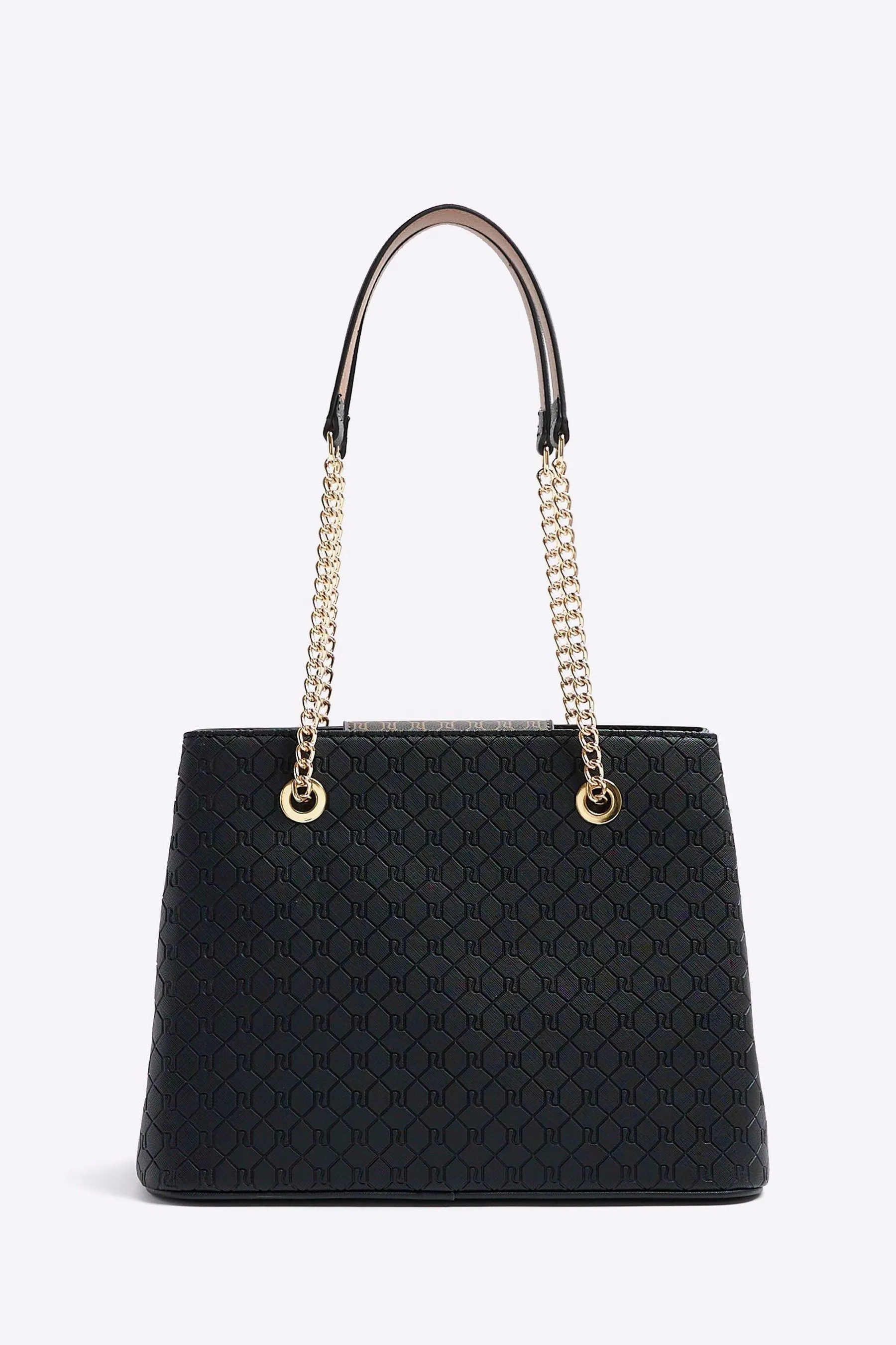 River Island - Borsa tote con tasca e monogramma    