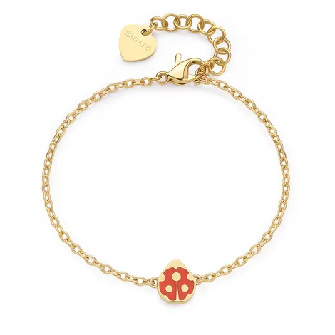 SAGAPO Bracciale in acciaio gold Click con coccinella