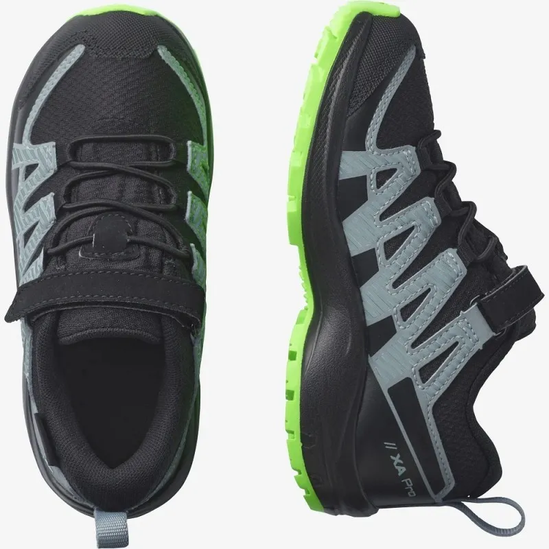 SALOMON XA PRO V8 CLIMASALOMON™ WATERPROOF Junior - Scarpe da bambino BLACK/BLACK/NEON GREEN