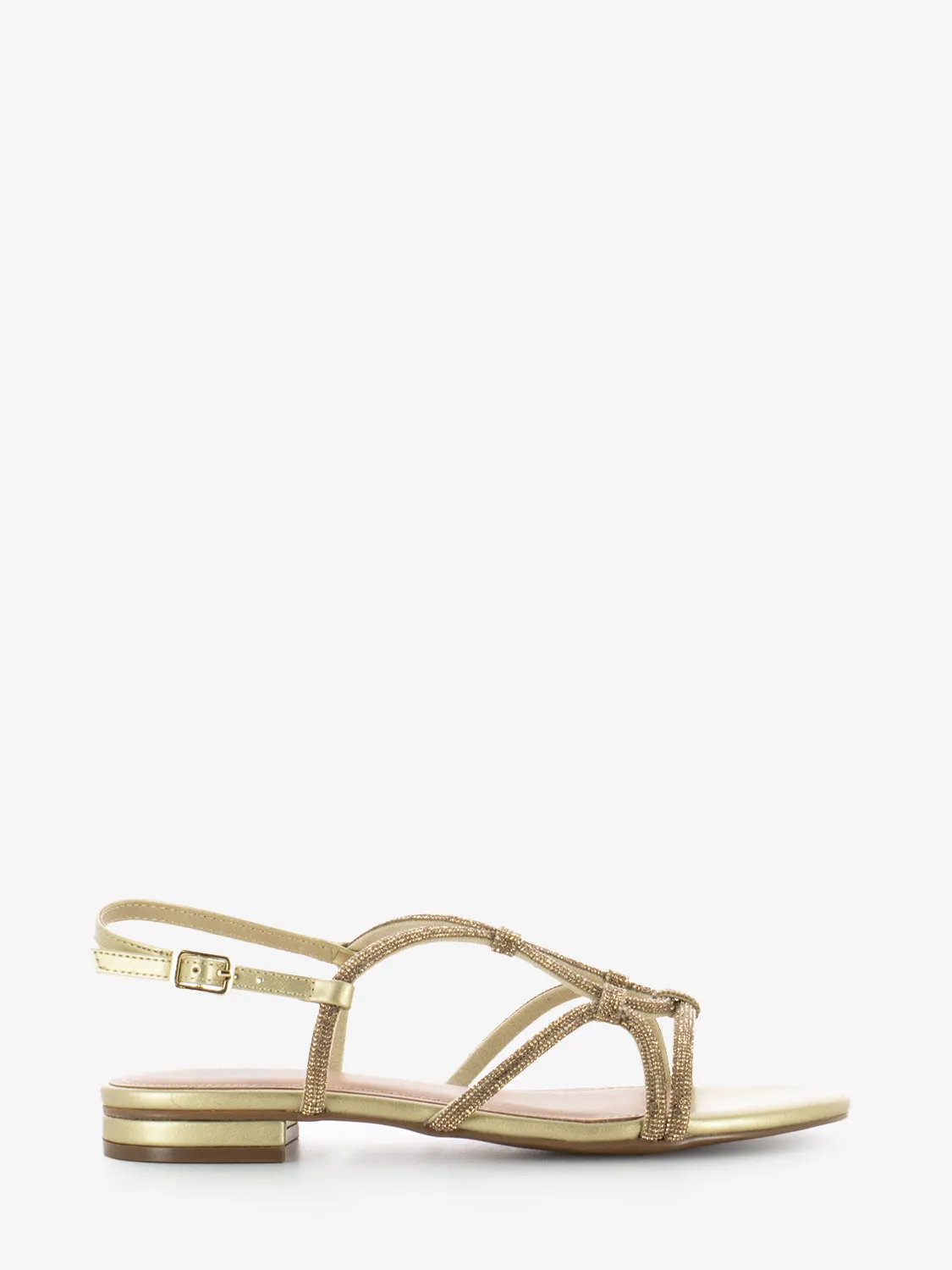 Sandali con fasce strass oro