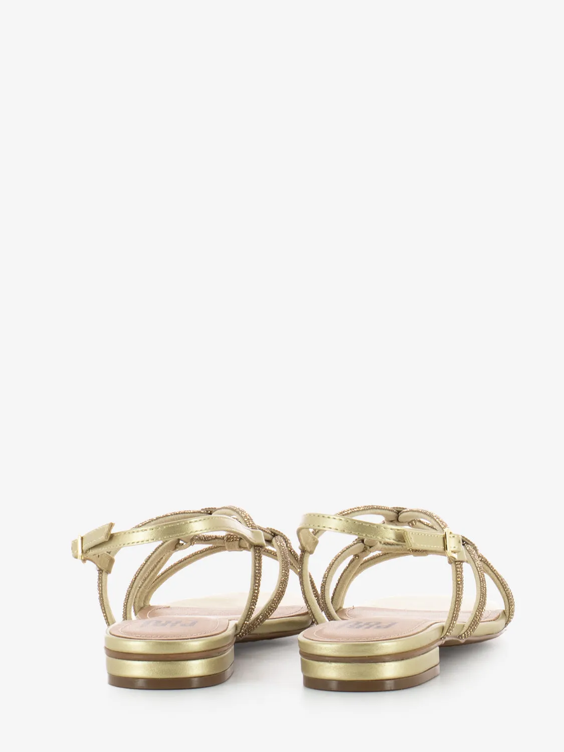 Sandali con fasce strass oro