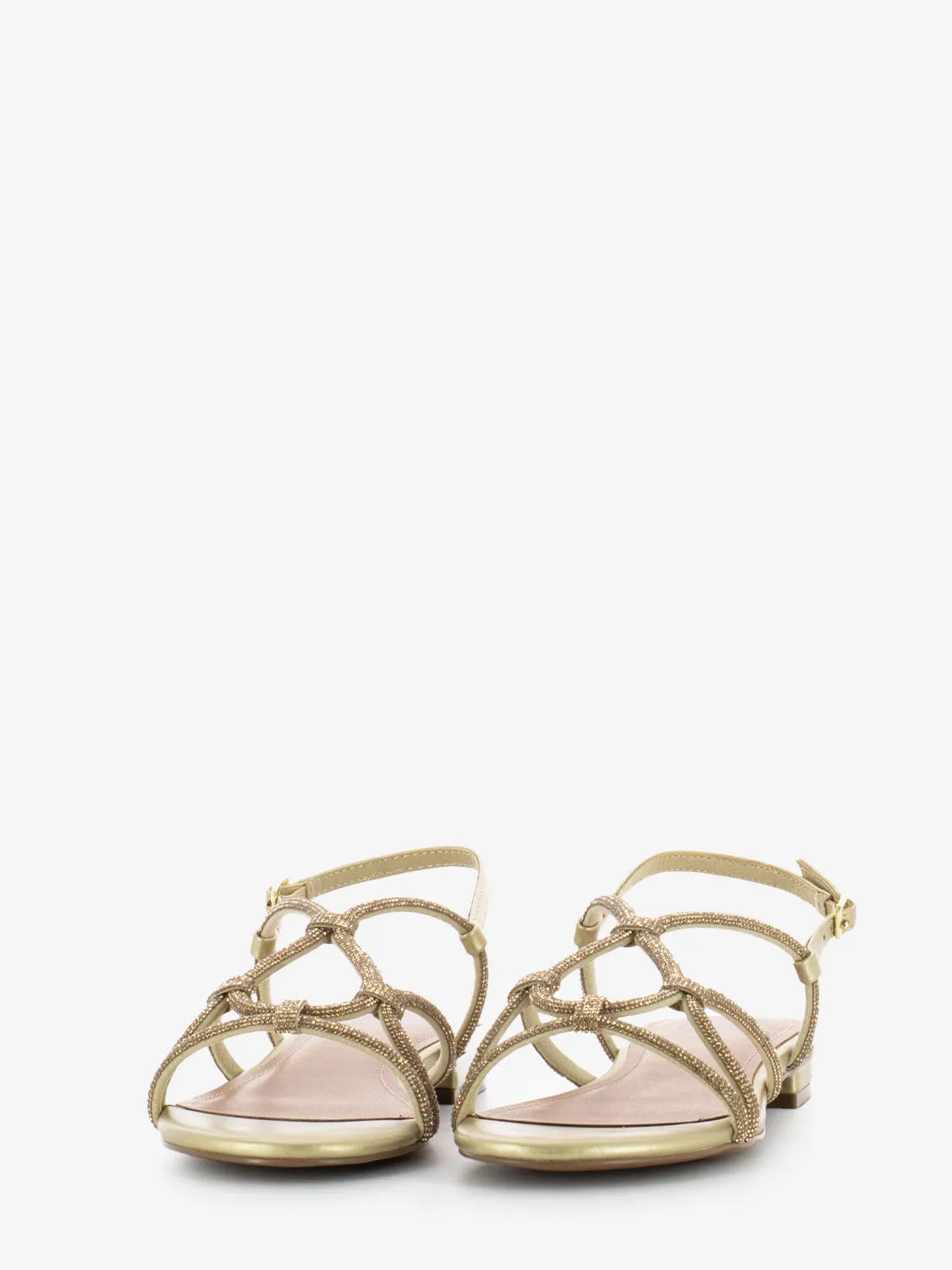 Sandali con fasce strass oro