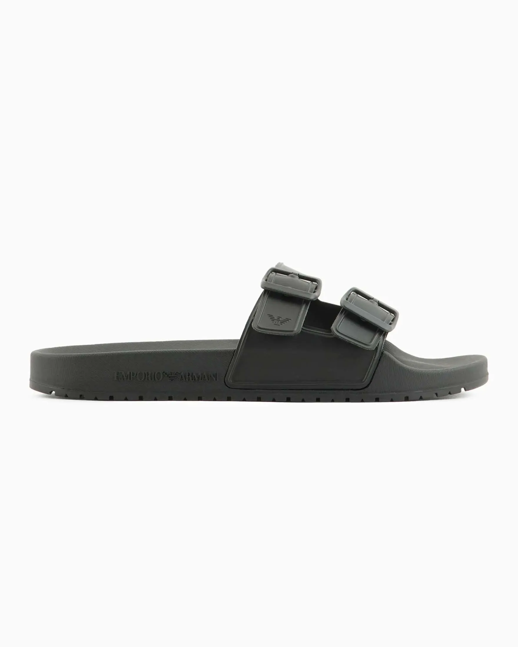 Sandalo nero in gomma con doppia fascetta